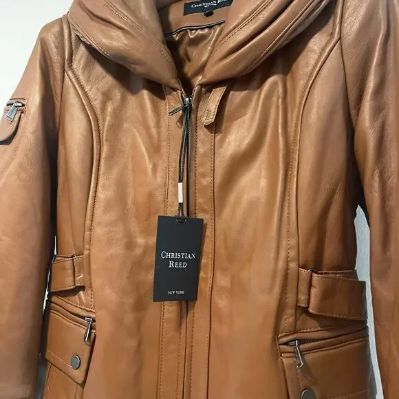 NWT Christian Reed Leather Long Aviator Jacket Medium - Picture 2 of 10